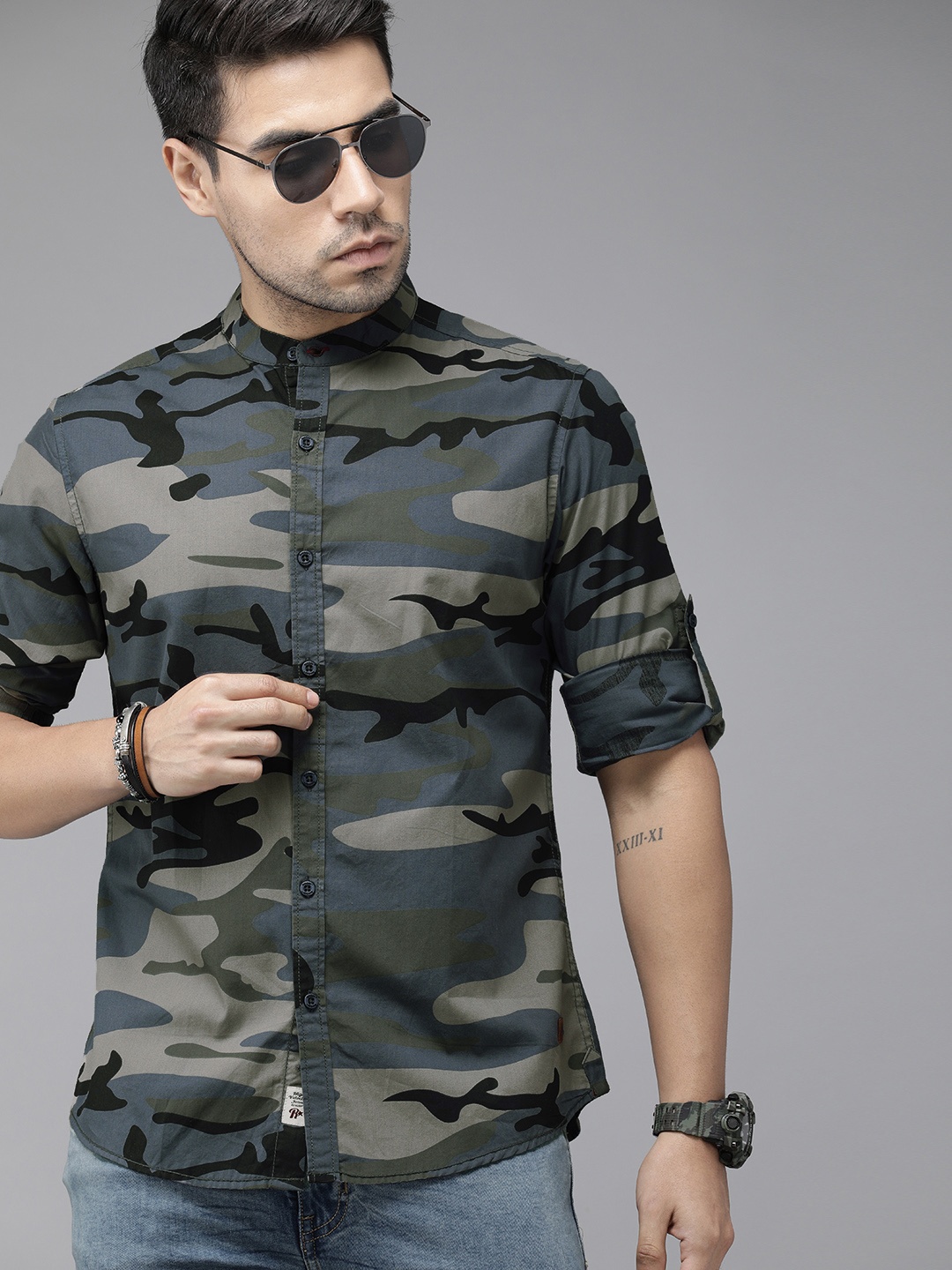 

Roadster Men Grey Regular Fit Printed Sustainable Casual Shirt