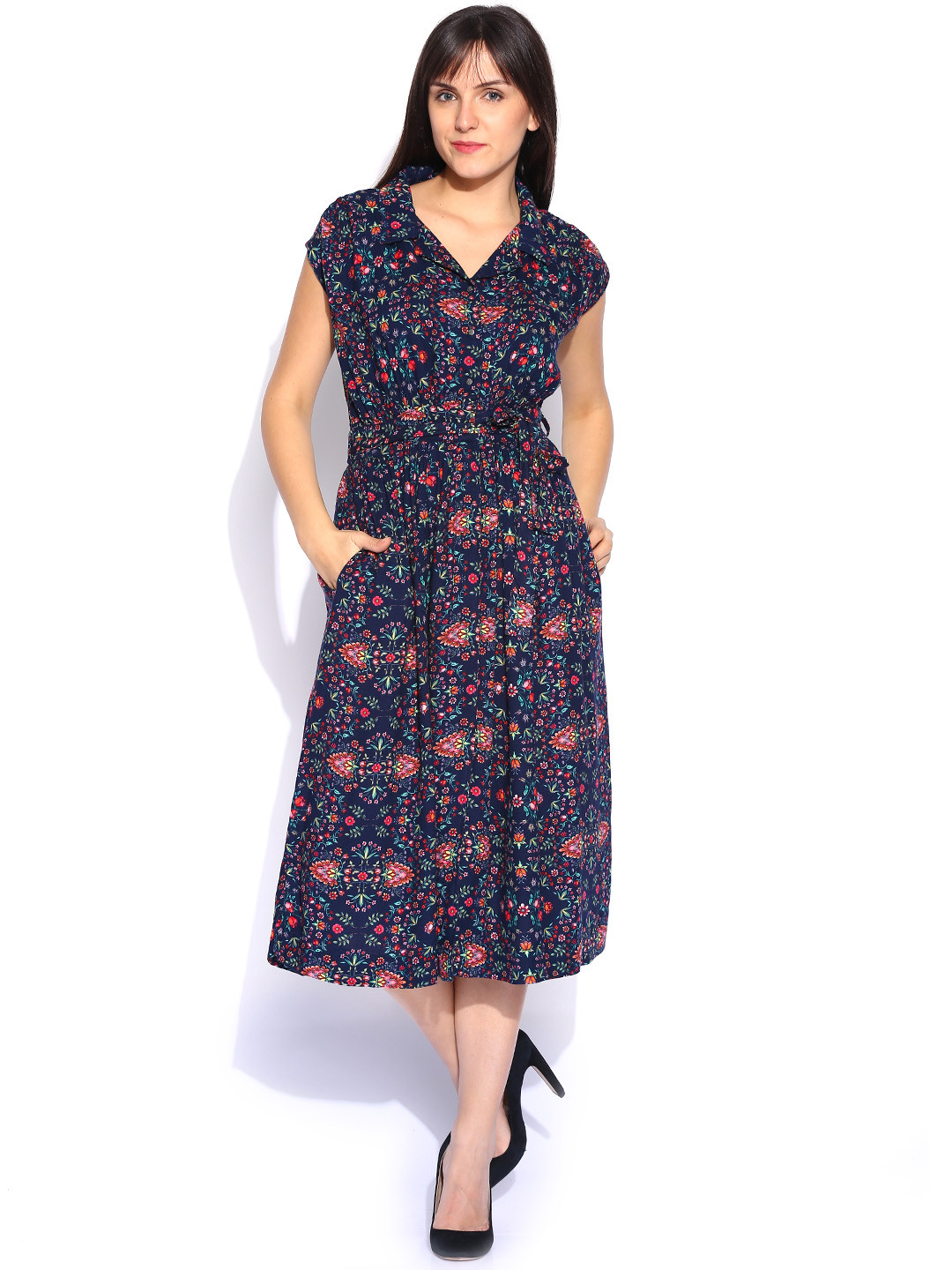 

Tokyo Talkies Blue Printed Midi Dress