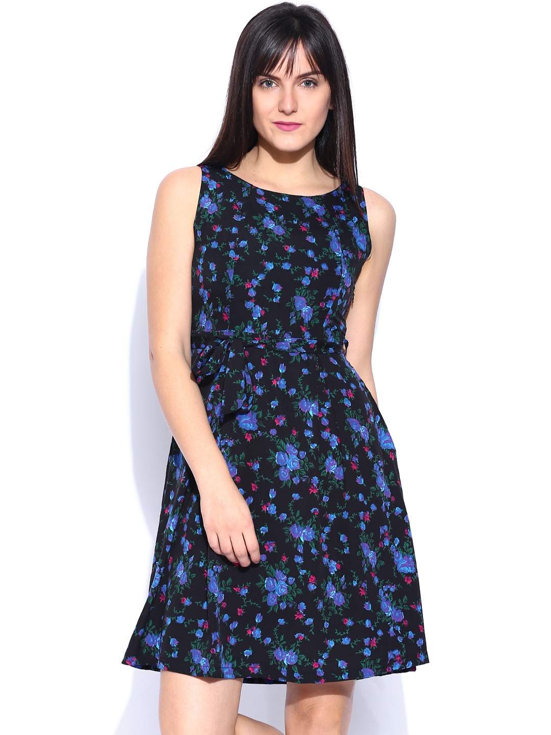 

Tokyo Talkies Black Printed Fit & Flare Dress