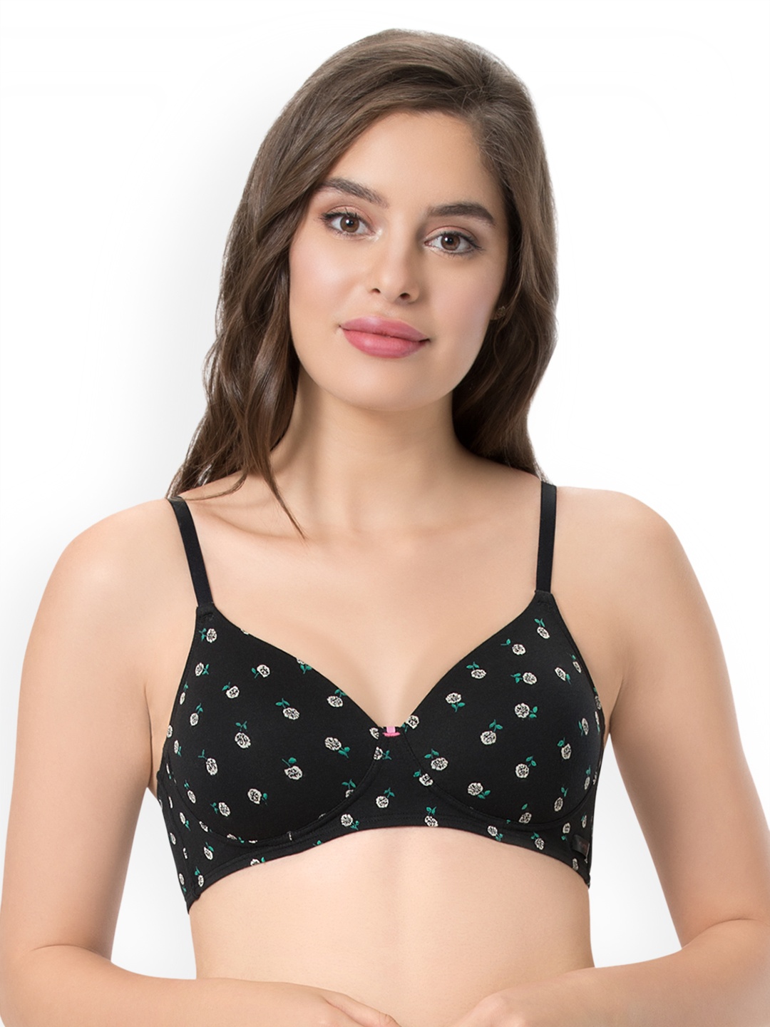 

every de by amante Printed Padded Wirefree Carefree Casuals T-Shirt Bra - EB003, Black