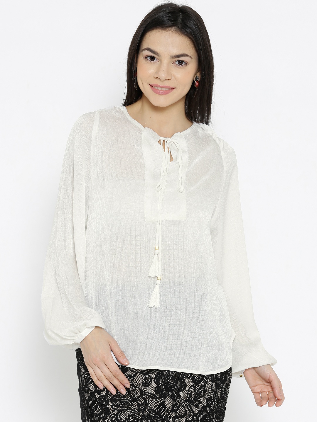 

Tokyo Talkies Off-White Polyester Top