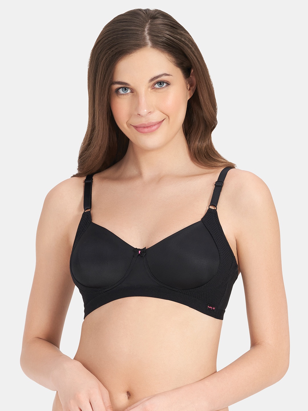

every de by amante Solid Non Padded Wirefree Essential Super Support Bra - EB009, Black