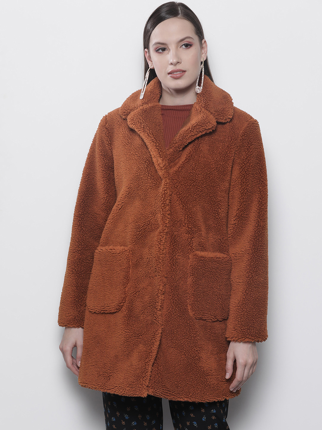 

DOROTHY PERKINS Women Brown Faux Fur Overcoat