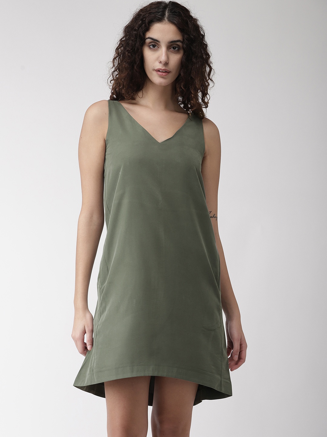 

Marks & Spencer Women Olive Green Solid A-Line Dress
