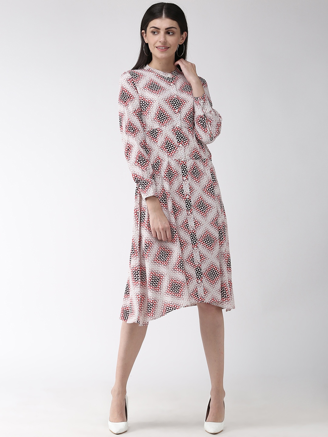 

Marks & Spencer Women Off-White Printed A-Line Dress