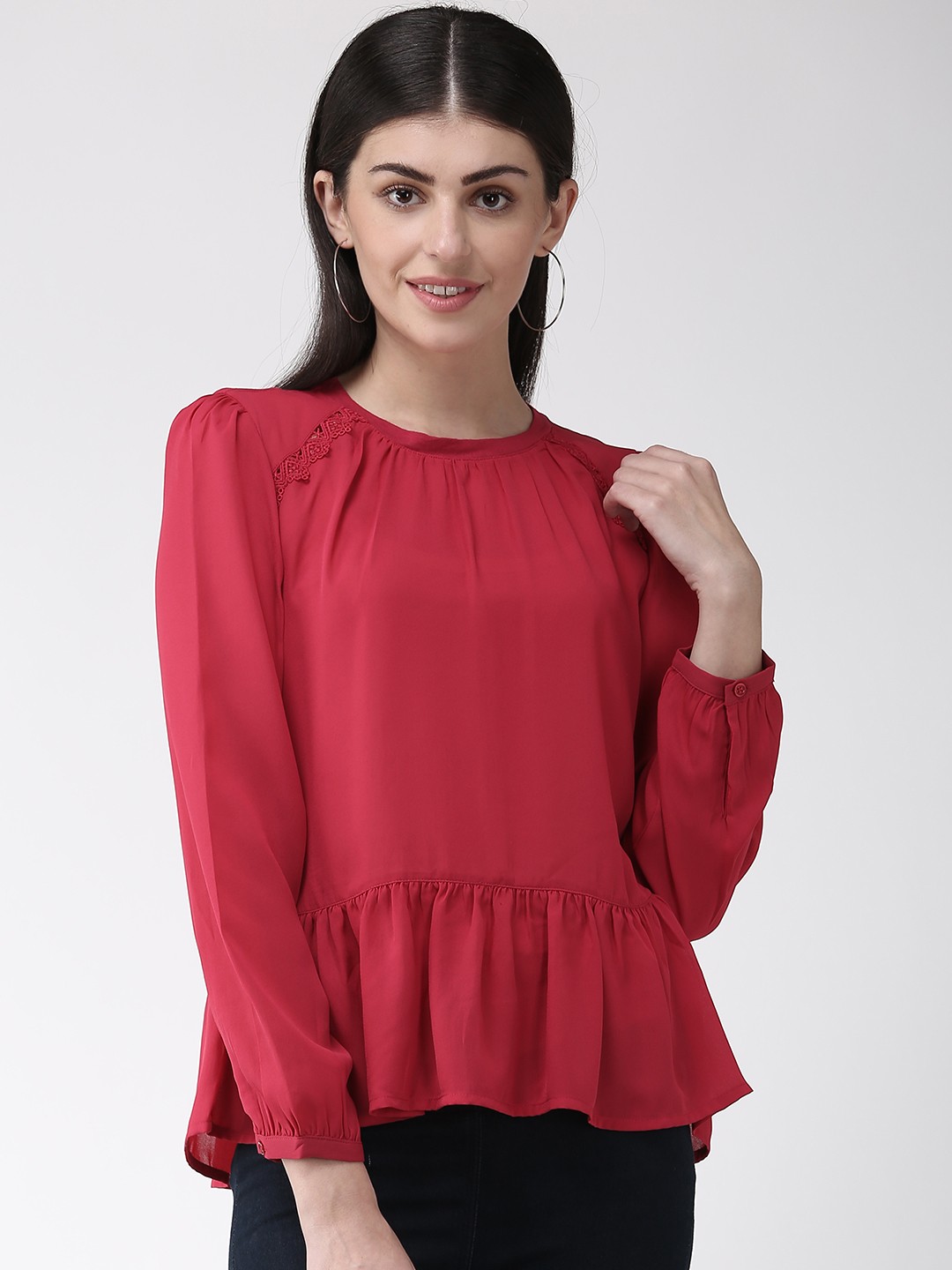 

Marks & Spencer Women Red Solid A-Line Top