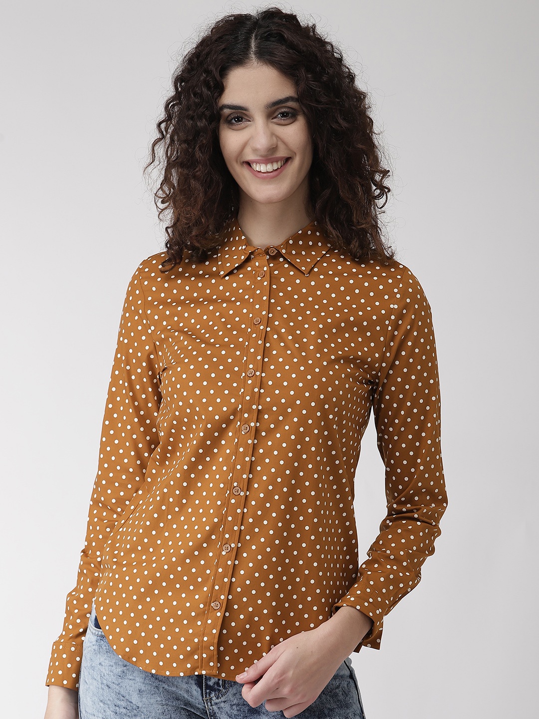 

Marks & Spencer Women Brown & White Regular Fit Printed Knitted Casual Shirt