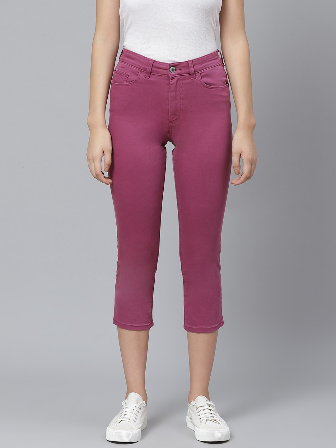 

Marks & Spencer Women Magenta Solid Super Skinny Fit Capris