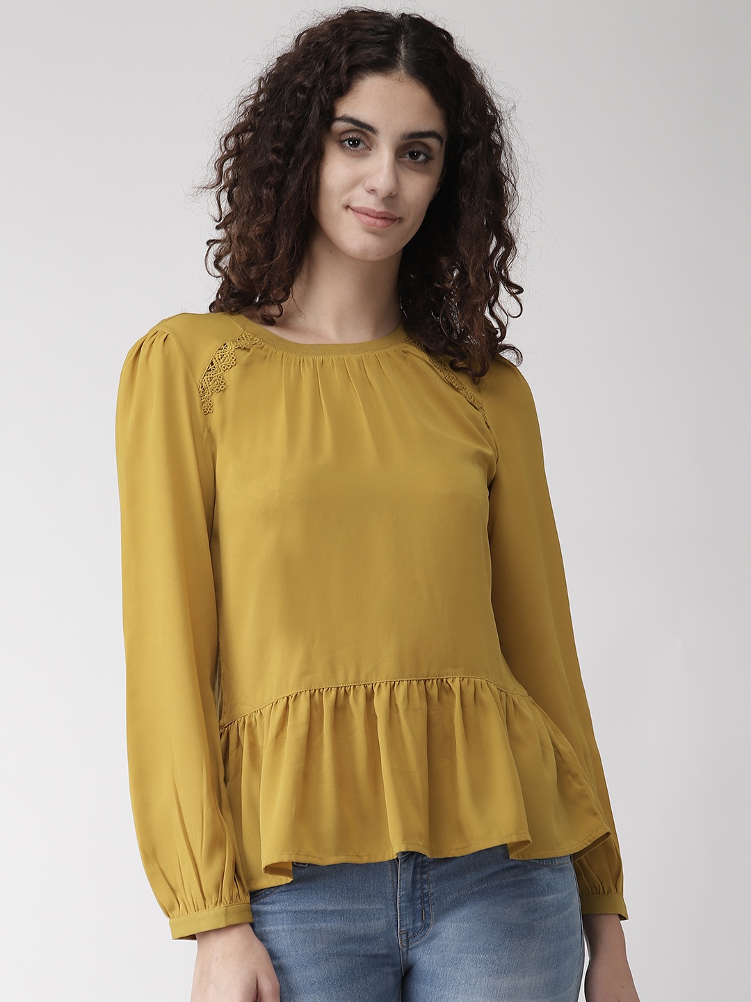 

Marks & Spencer Women Mustard Yellow Solid A-Line Top