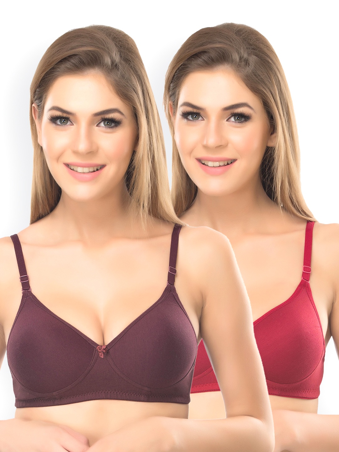 

Lady Lyka Pack of 2 Full-Coverage T-shirt Bras BREEZE-WHN-MRN, Burgundy