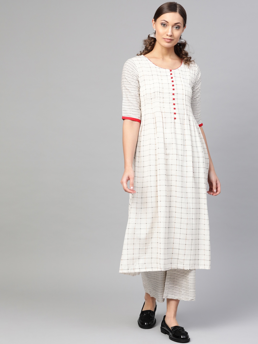 

GERUA Women Off-White & Grey Printed Kurta with Palazzos