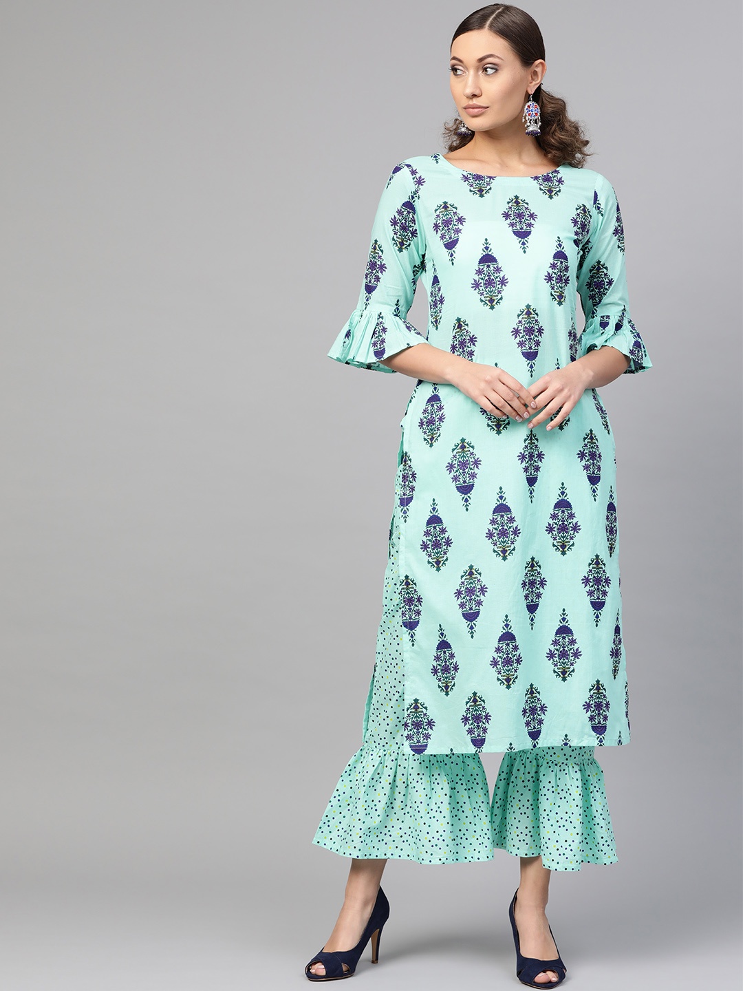 

Gerua By Libas Women Blue Purple Printed Kurta with Palazzos