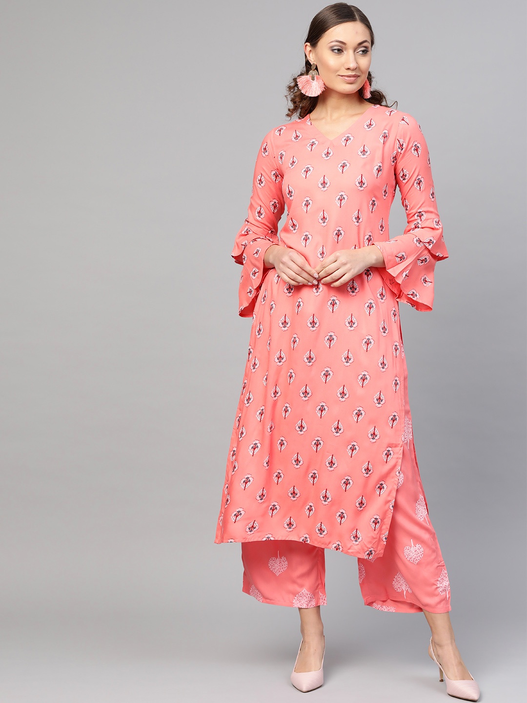 

Gerua By Libas Women Pink Off-White Printed Kurta with Palazzos