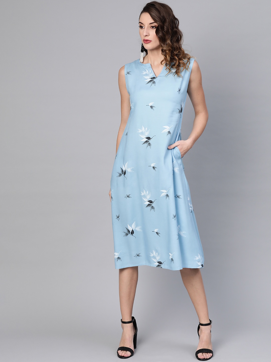

Gerua By Libas Women Blue Black Printed A-Line Dress
