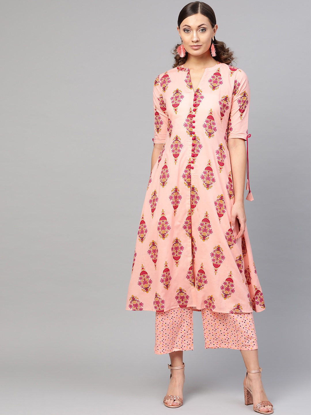 

Gerua By Libas Women Pink Yellow Printed Kurta with Palazzos