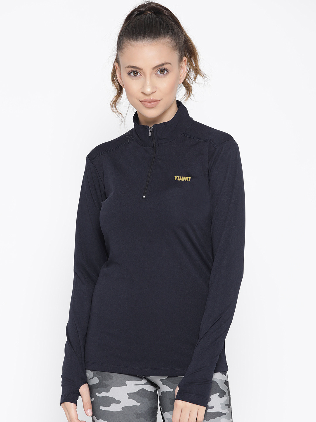 

Yuuki Women Navy Blue Solid Training T-shirt