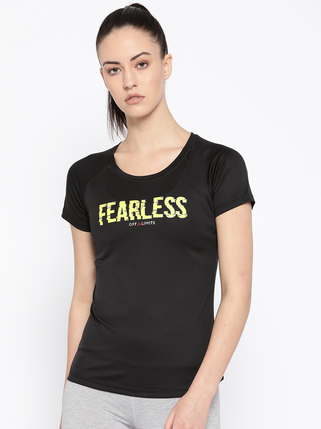 

OFF LIMITS Women Black Printed Round Neck T-shirt