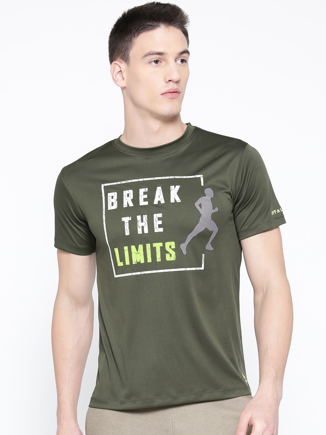 

OFF LIMITS Men Olive Green & Beige Printed Round Neck T-shirt