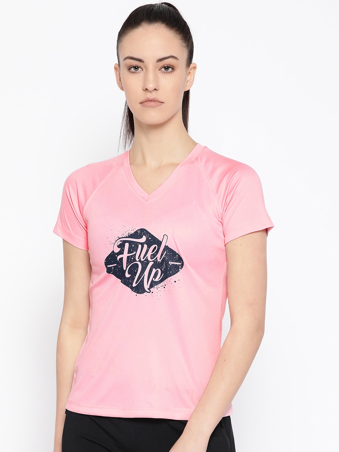 

OFF LIMITS Women Pink Printed V-Neck T-shirt