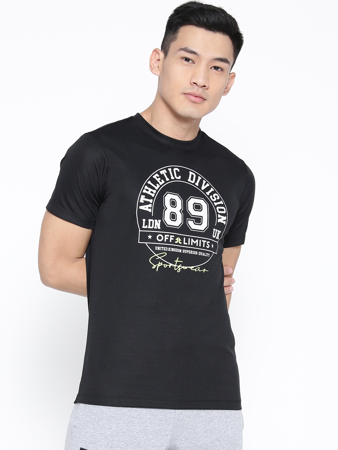 

OFF LIMITS Men Black & White Printed Round Neck T-shirt