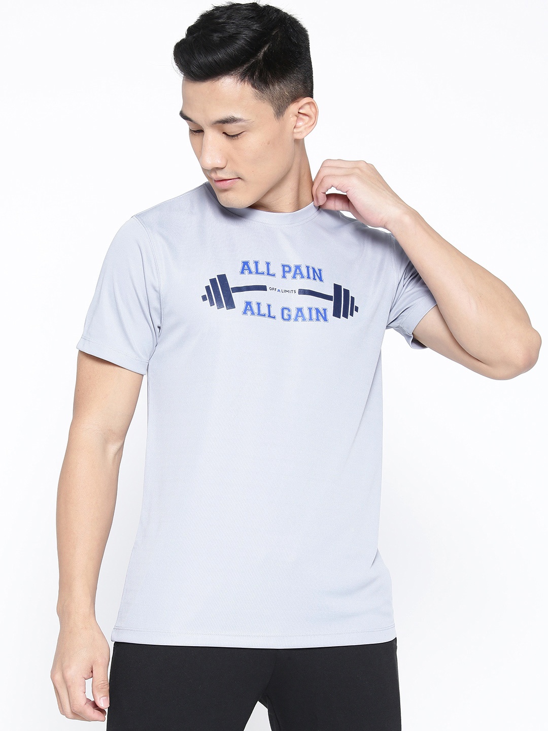 

OFF LIMITS Men Grey Printed Round Neck T-shirt