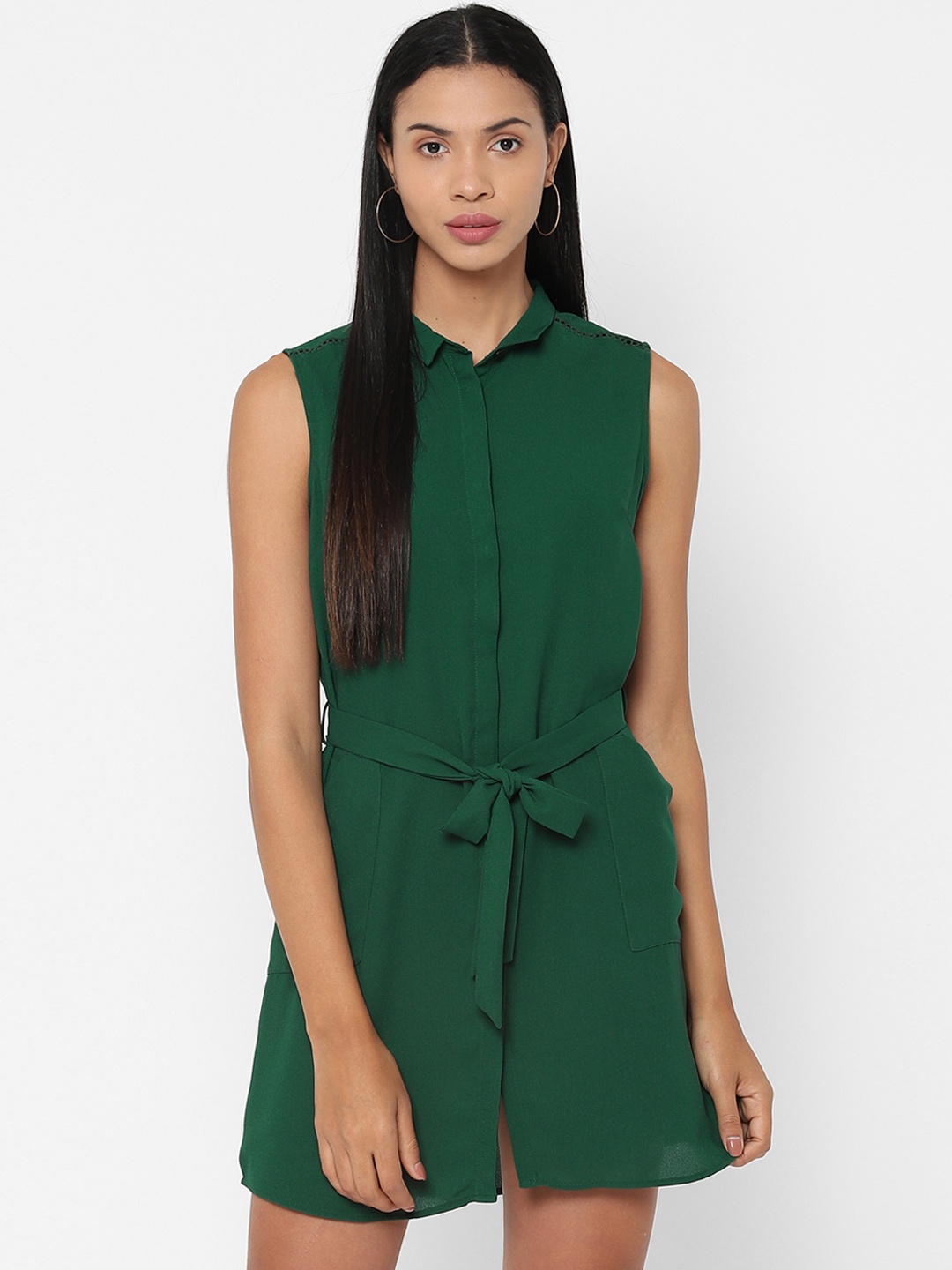 

Allen Solly Woman Women Solid Green Shirt Dress
