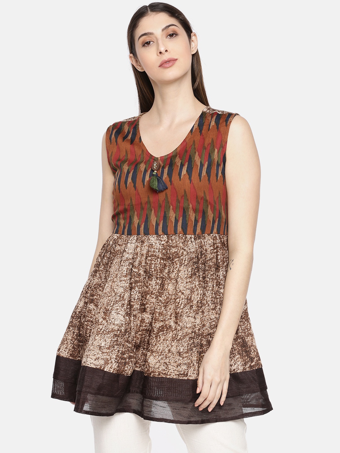 

Ritu Kumar Women Brown & Pink Printed Kurti