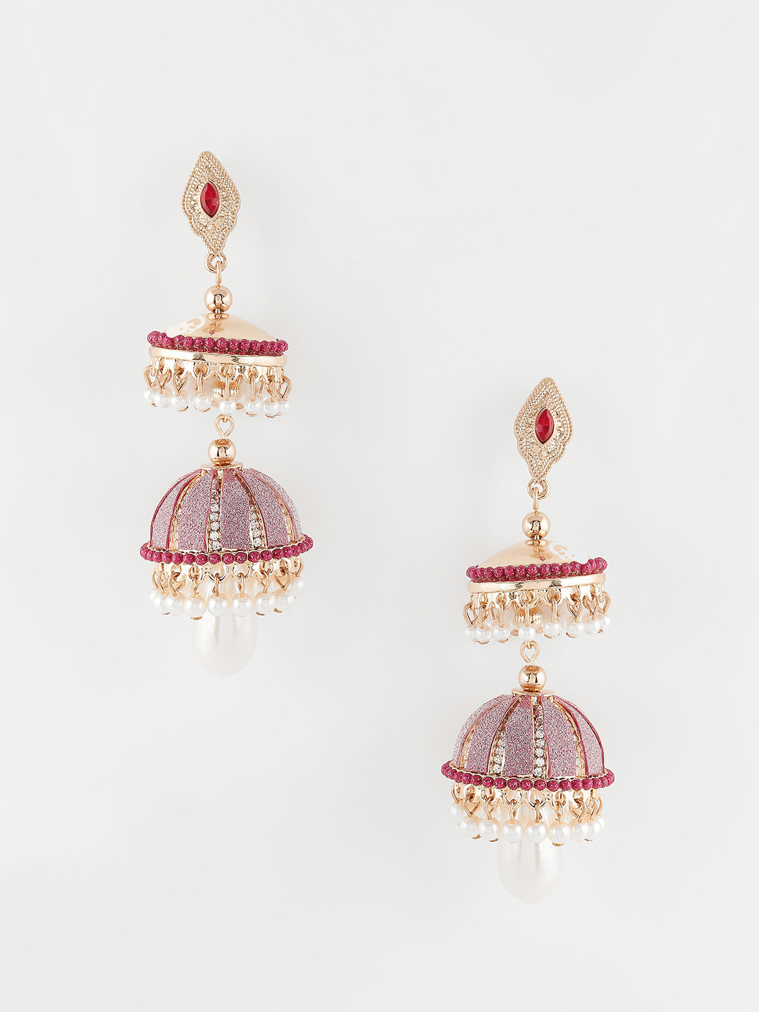 

Accessorize Gold-Toned & Pink Dome Shaped Jhumkas