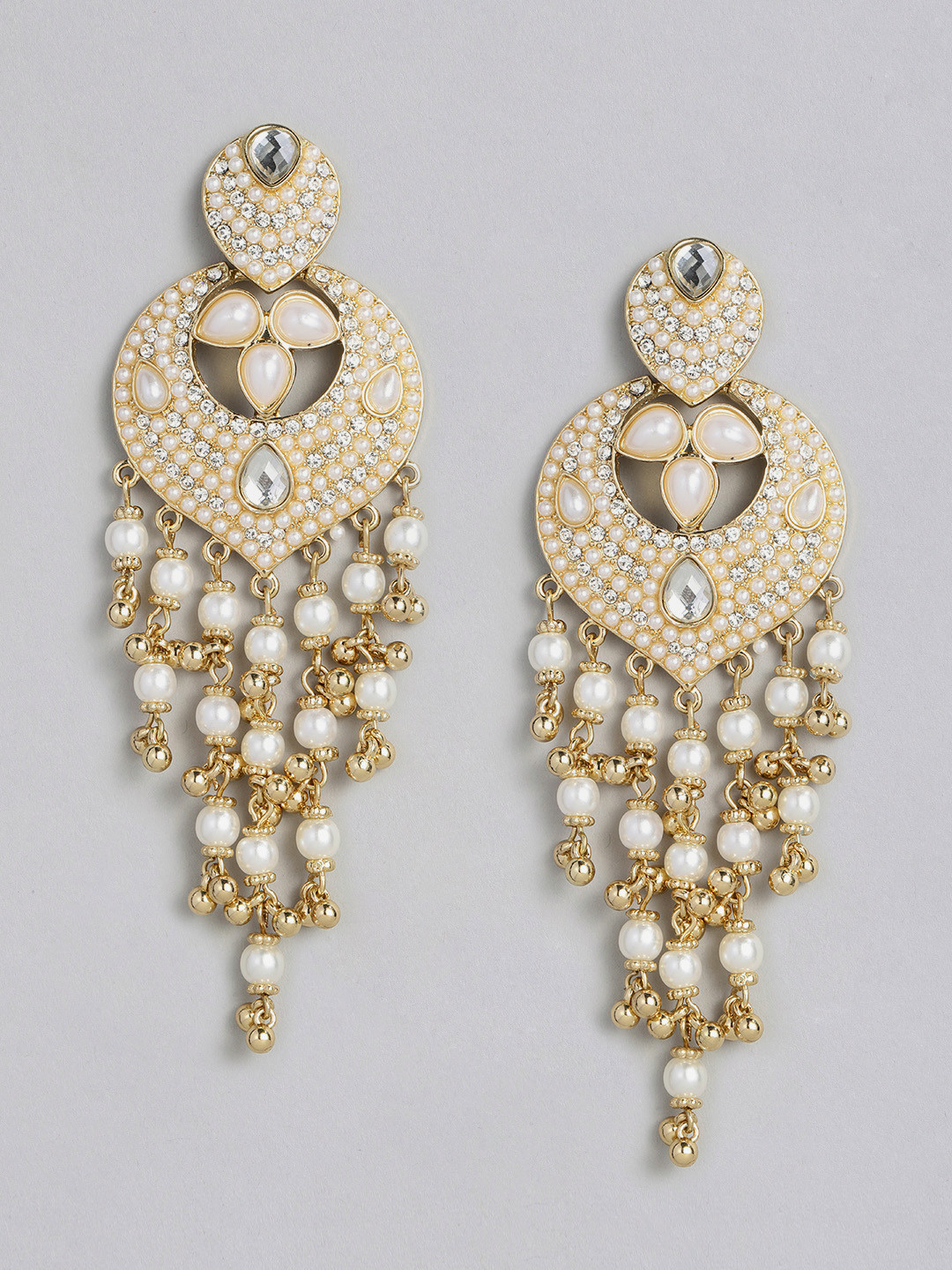 

Accessorize Gold-Toned & White Chandelier Drop Earrings