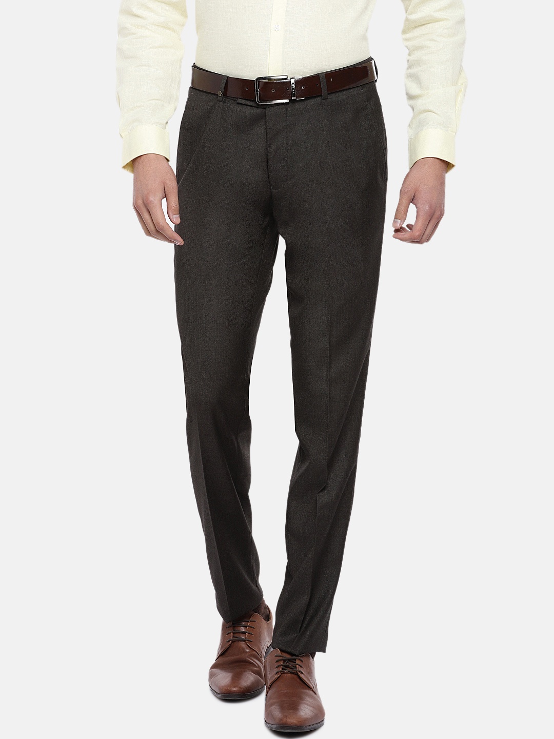 

Turtle Men Brown Slim Fit Solid Formal Trousers