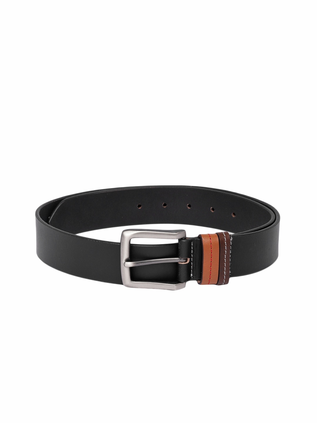 

The Roadster Lifestyle Co Men Black Solid Leather Belt
