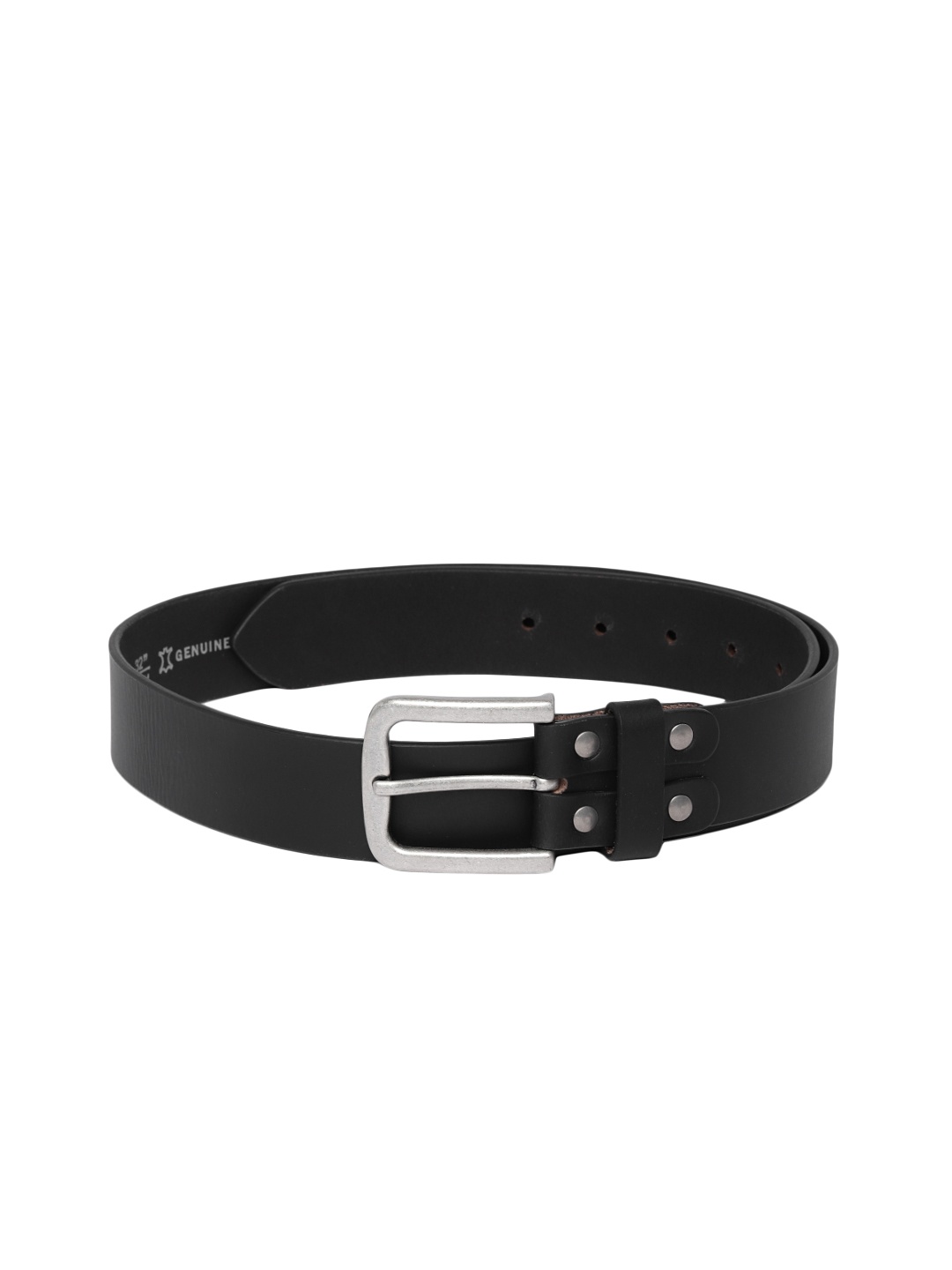 

The Roadster Lifestyle Co Men Black Solid Leather Belt
