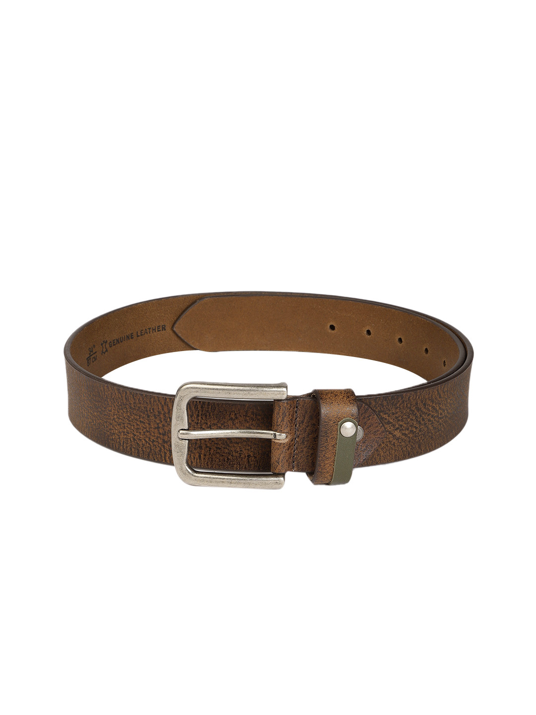 

The Roadster Lifestyle Co Men Brown Textured Leather Belt