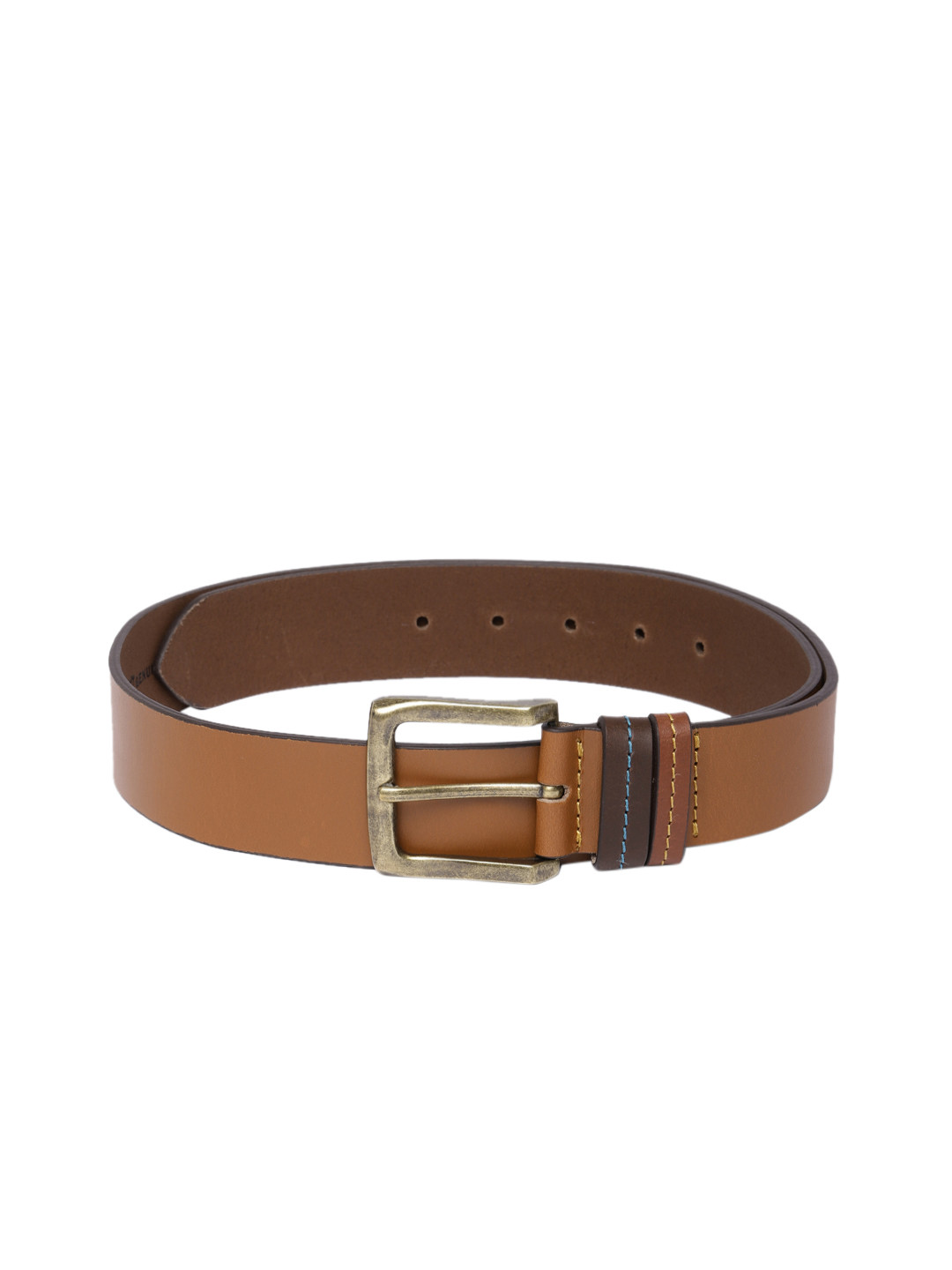 

The Roadster Lifestyle Co Men Tan Brown Solid Leather Belt
