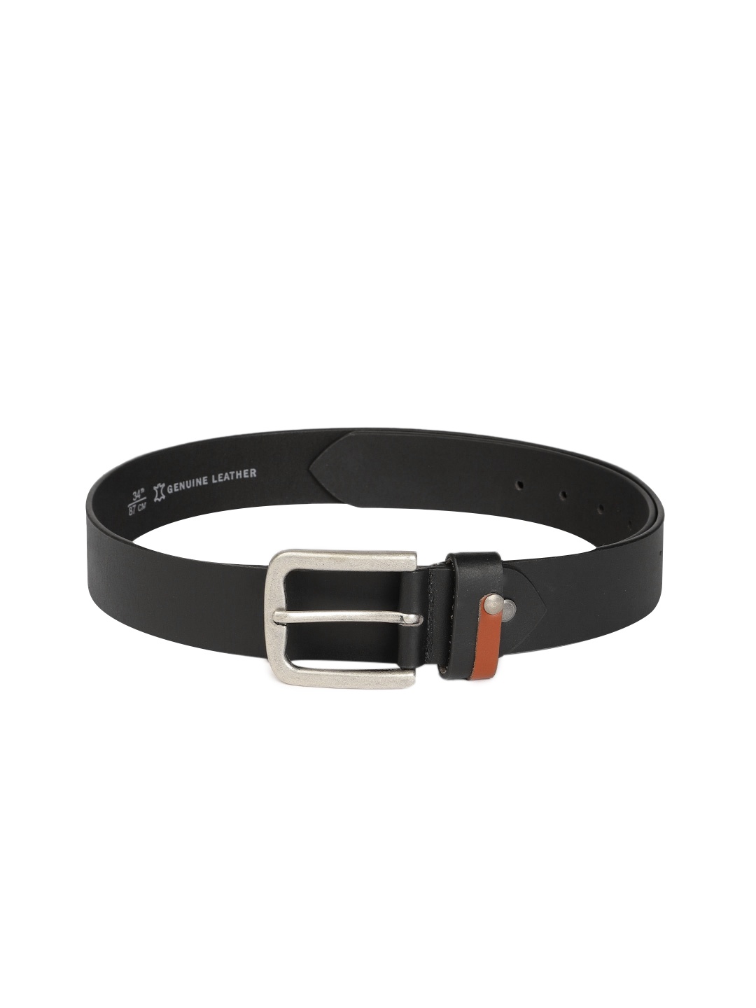 

The Roadster Lifestyle Co Men Black Solid Leather Belt