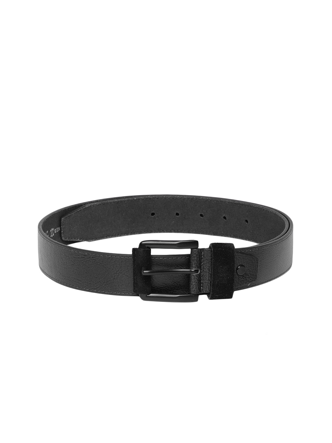 

The Roadster Lifestyle Co Men Black Textured Leather Belt