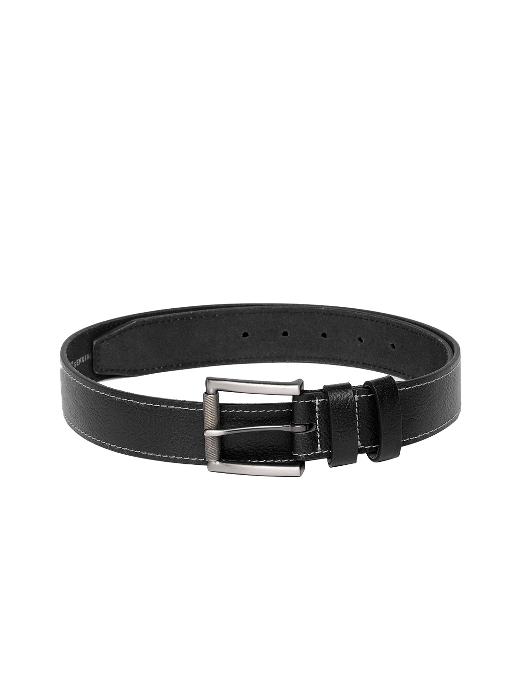 

The Roadster Lifestyle Co Men Black Textured Leather Belt