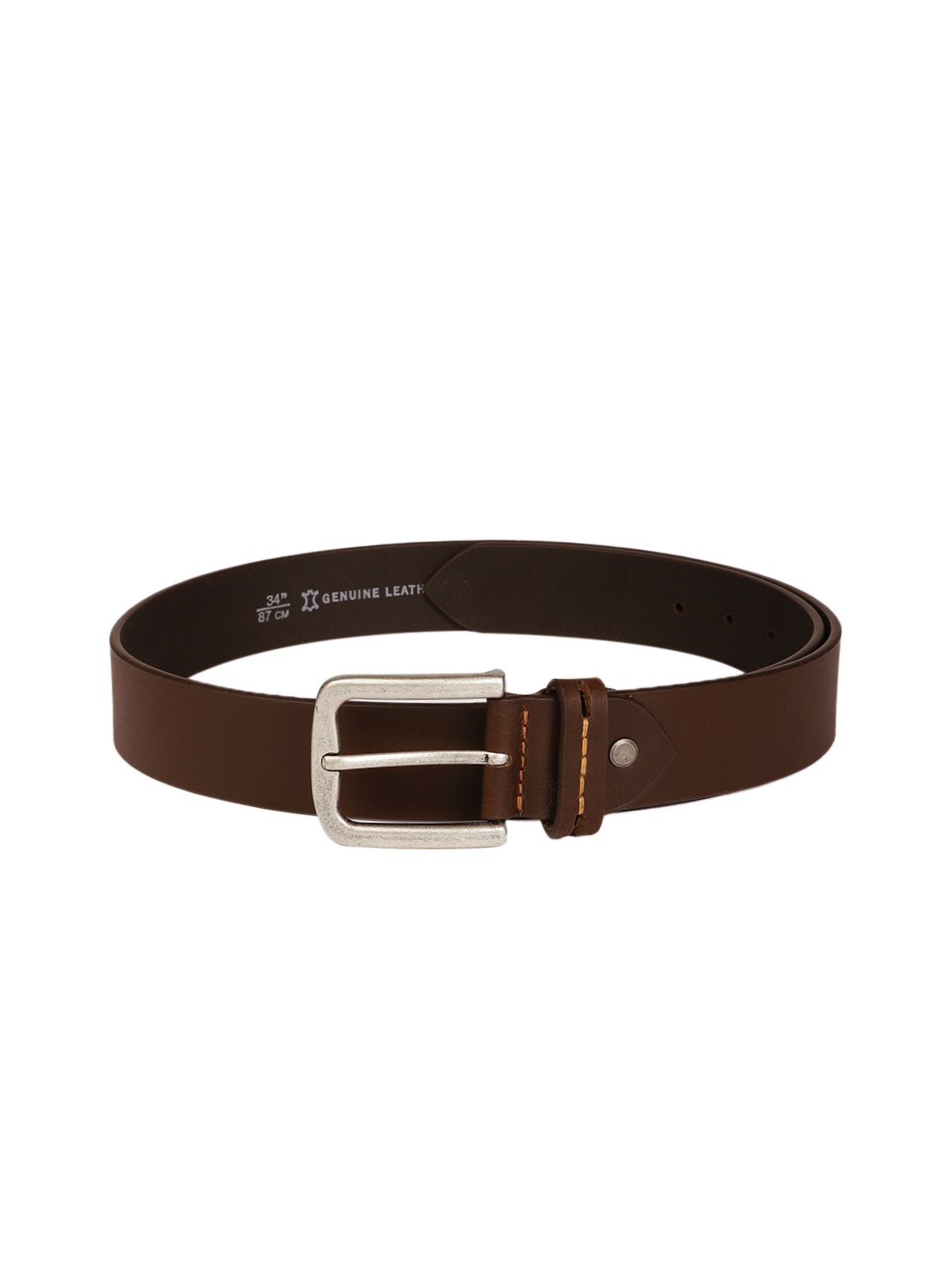 

The Roadster Lifestyle Co Men Brown Solid Leather Belt
