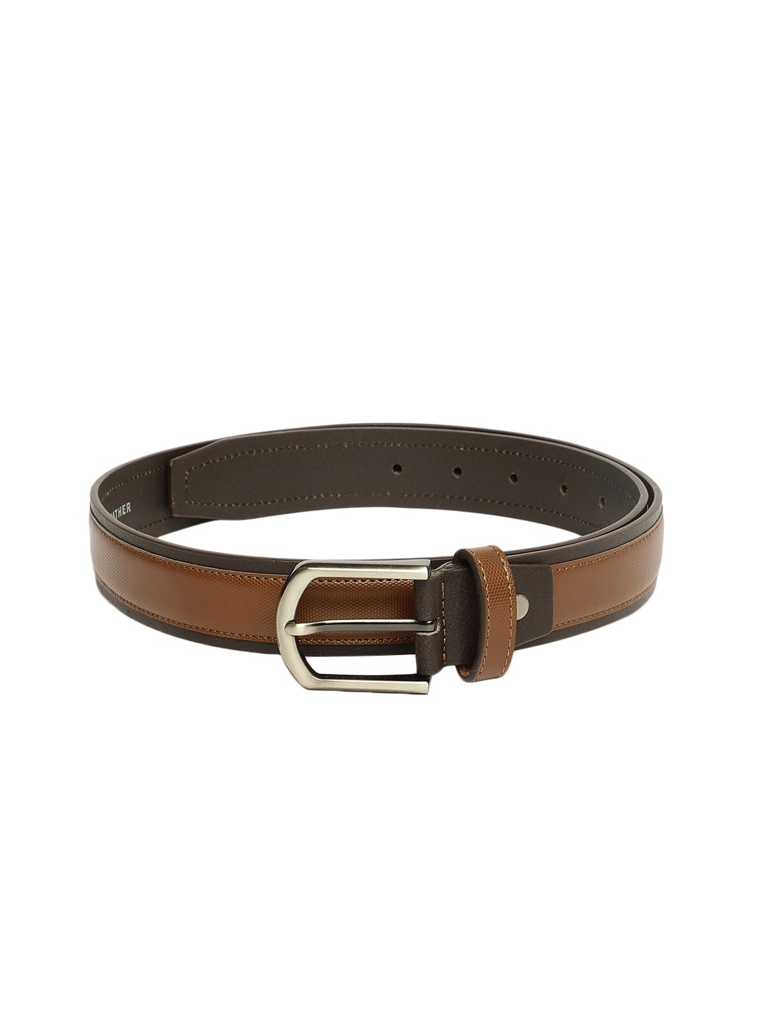 

Mast & Harbour Men Tan-Brown Leather Solid Belt