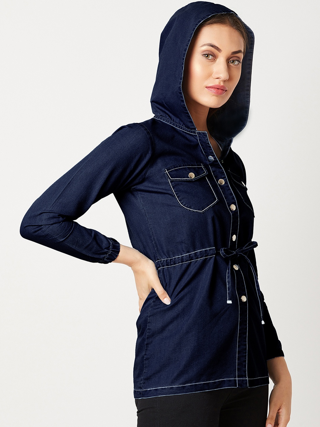 

Miss Chase Women Navy Blue Solid Jacket