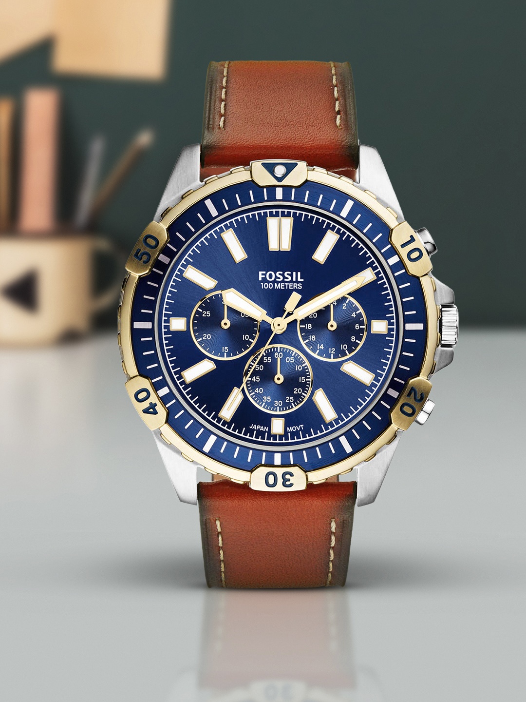 

Fossil Men Blue Analogue Leather Watch FS5625