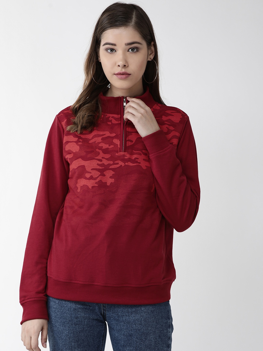 

plusS Women Maroon Printed Sweatshirt