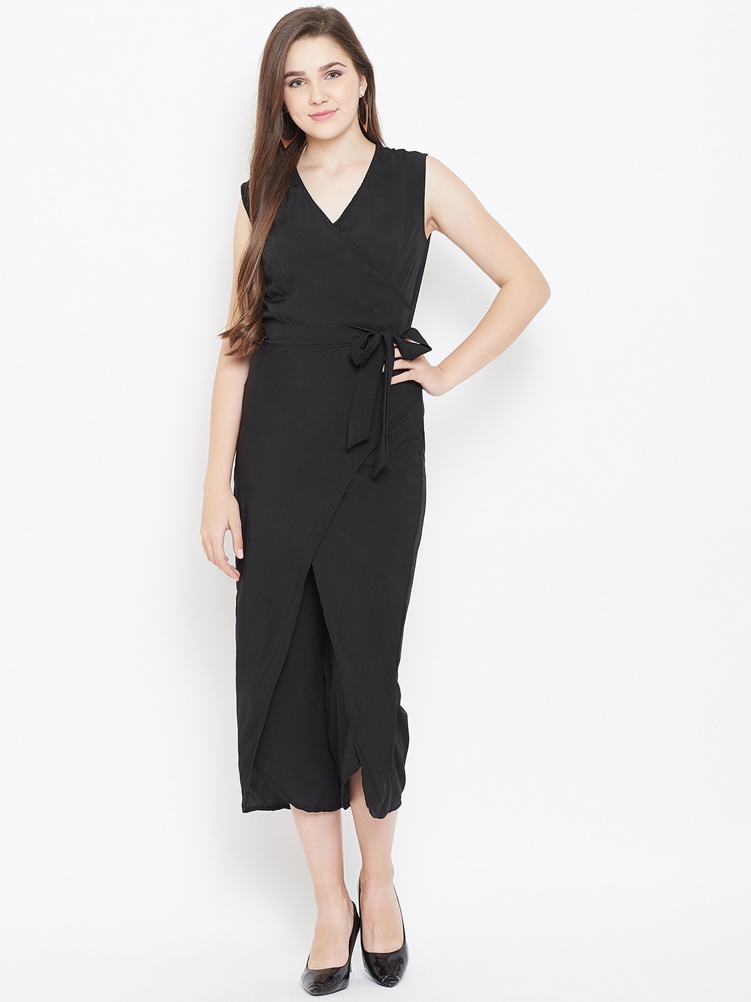 

Cottinfab Women Black Solid Culotte Jumpsuit