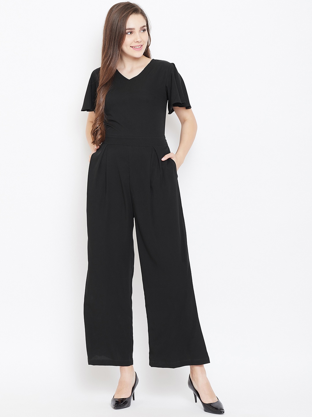 

Cottinfab Women Black Solid Basic Jumpsuit