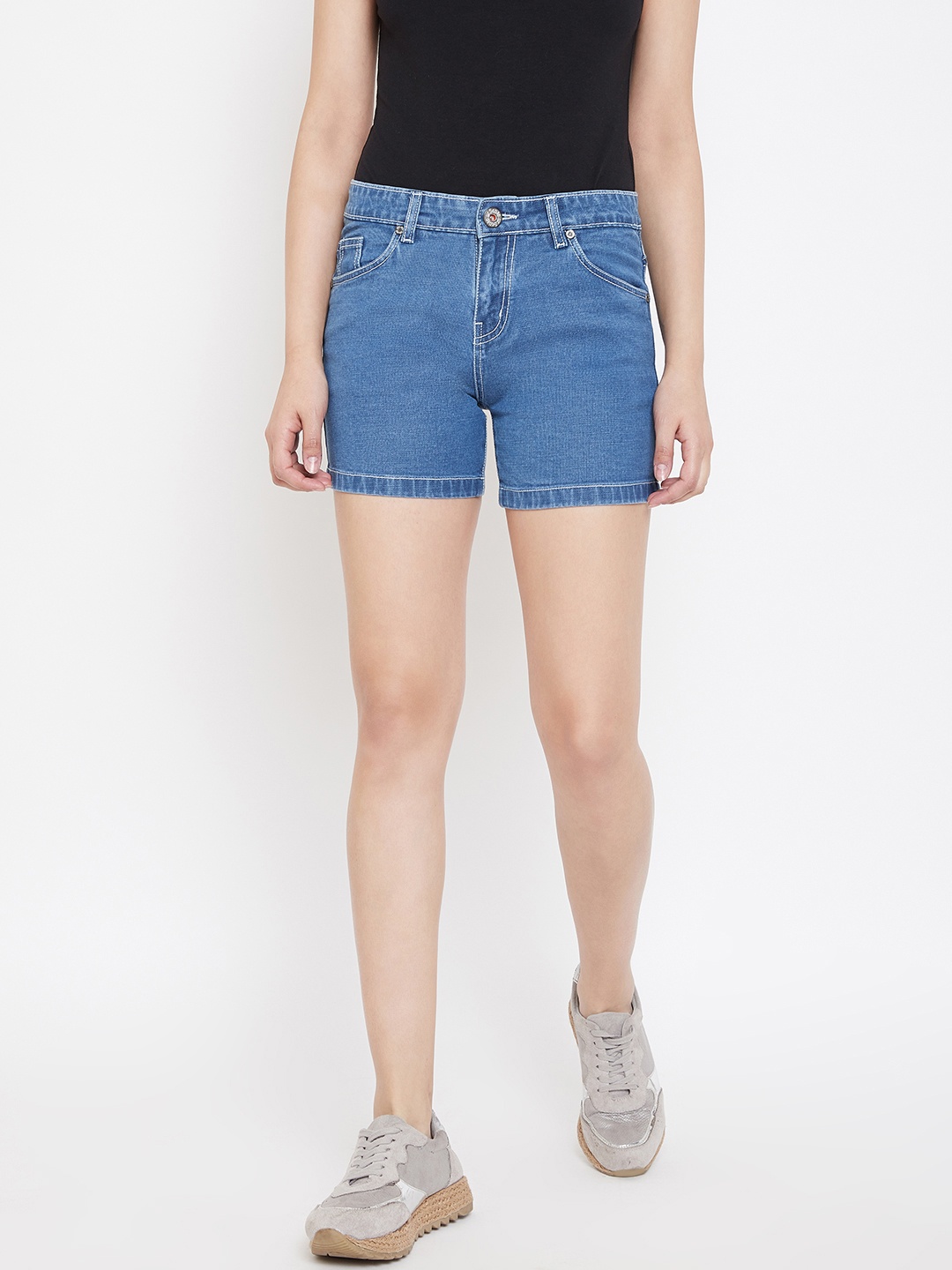 

urSense Women Blue Washed Slim Fit Denim Shorts