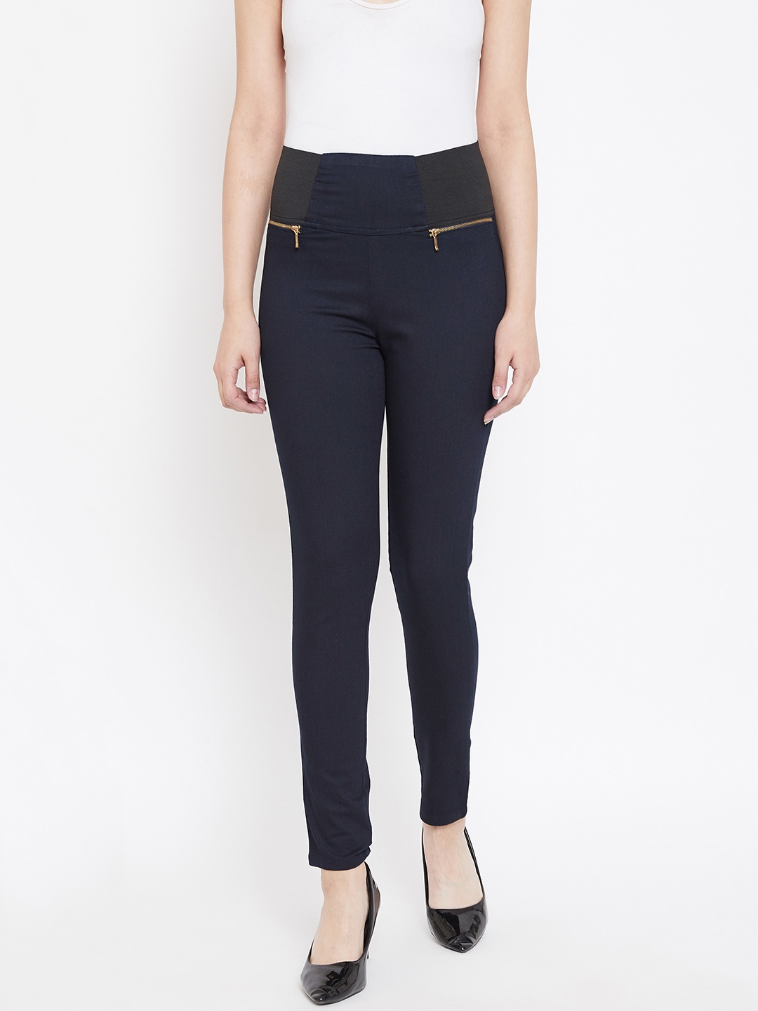 

urSense Women Navy Blue Solid Slim-Fit Jeggings