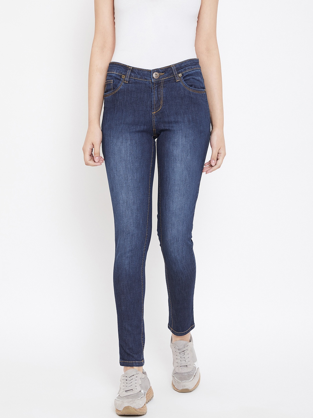 

urSense Women Navy Blue Slim Fit Mid-Rise Clean Look Jeans