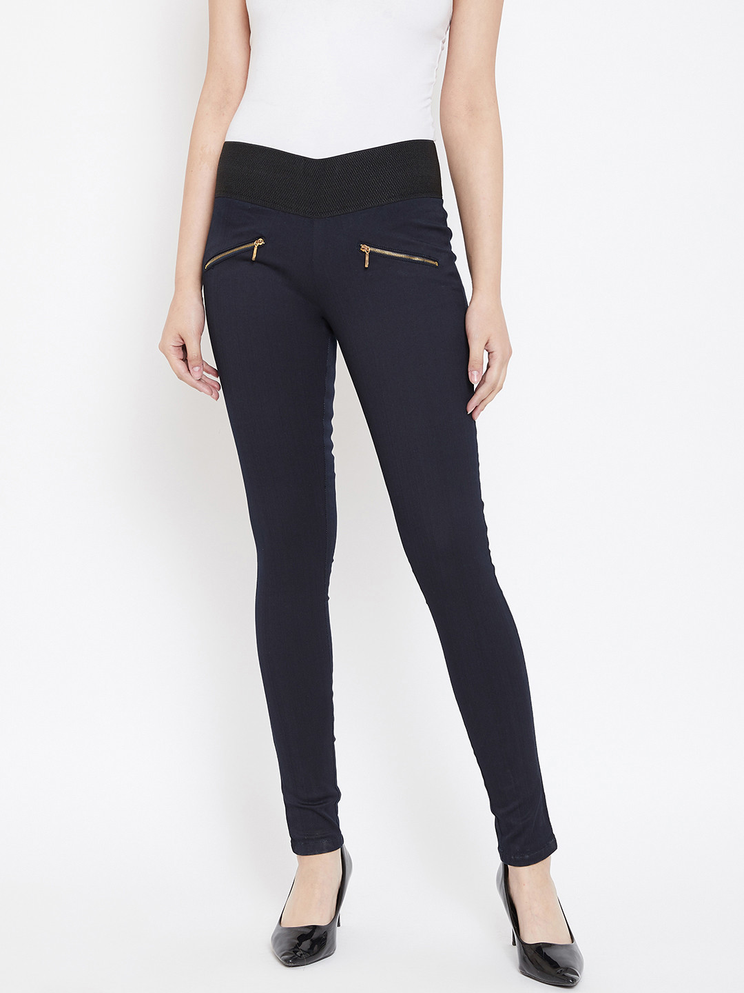 

urSense Women Navy Blue Solid Slim Fit Jeggings