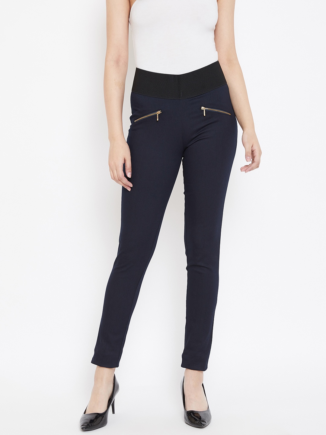 

urSense Women Navy Blue Solid Slim Fit Jeggings