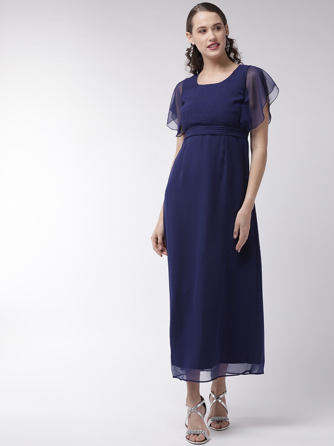 

MISH Women Navy Blue Solid Maxi Dress